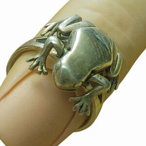 Frog Mechanical Ring Vintage 3D Articulated Movable Sterling Silver Size 6